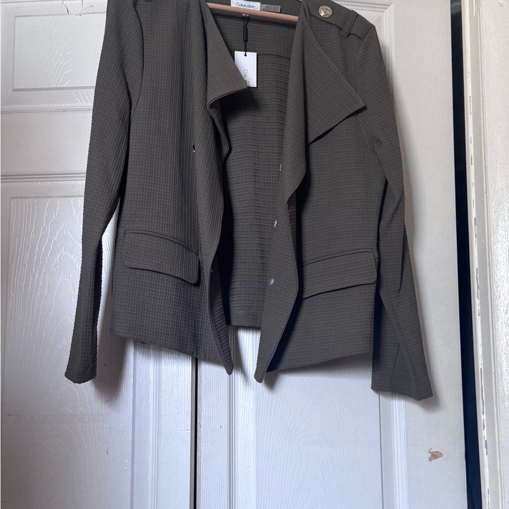 Calvin Klein Jeans Green Blazer Structured Suit Jacket